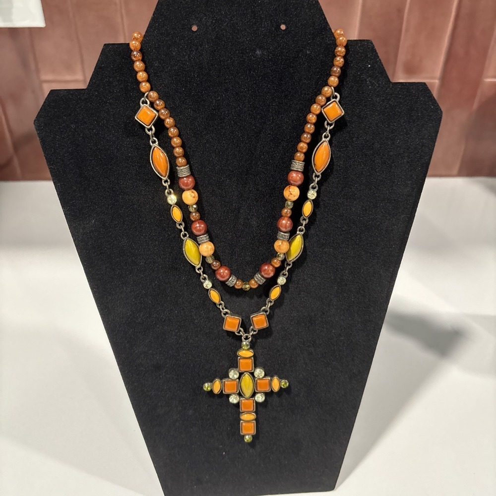 Lot Of 2 Unmarked Amber/Gold Necklaces - Picture 2 of 16
